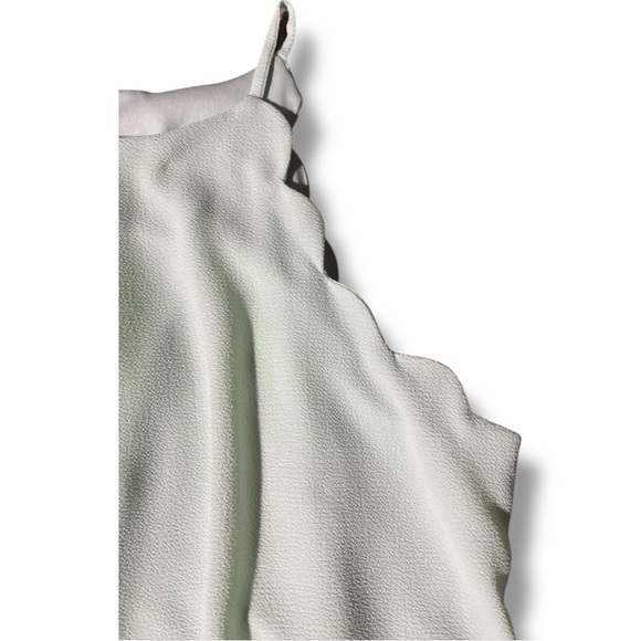 Bwear Mint Green Women's Sleeveless High Neck Scallop Arms Pleated Blouse - Picture 9 of 15